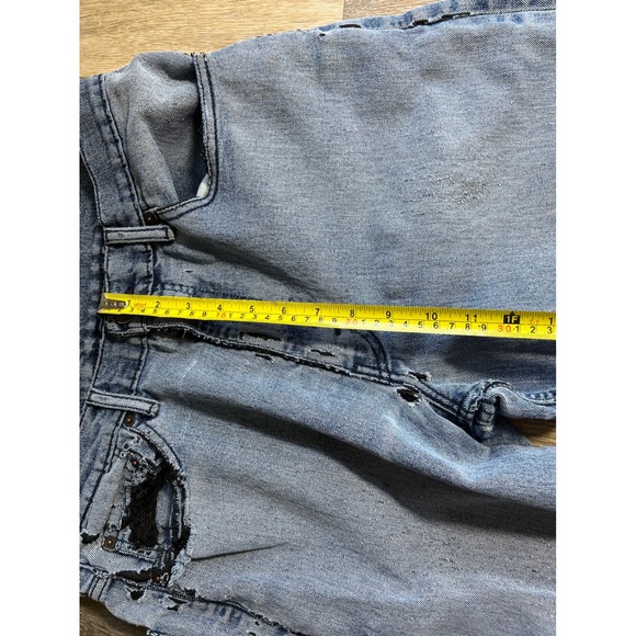 Levi's 550 Relaxed Fit Mens 32x30 Light Blue Good Distressed Custom Repair Jeans - Picture 4 of 8